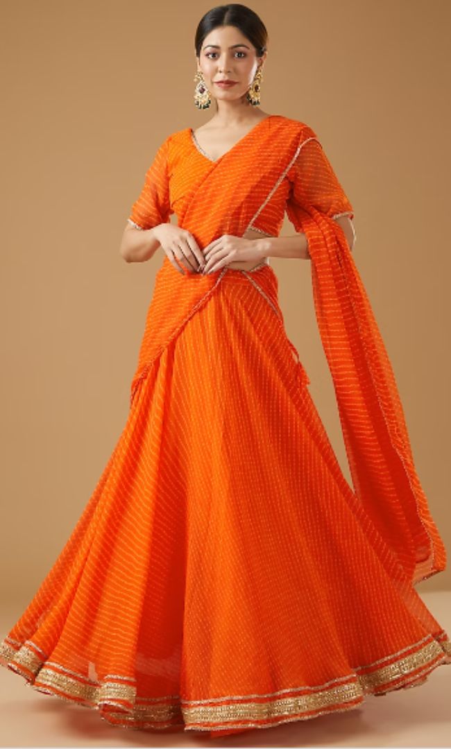 Orange Bandhani Lehenga