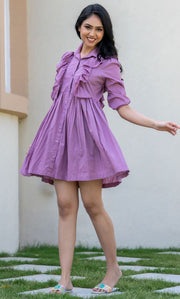 Puce Cotton Mini Dress