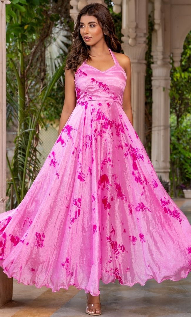 Pink Shibori Maxi Dress M