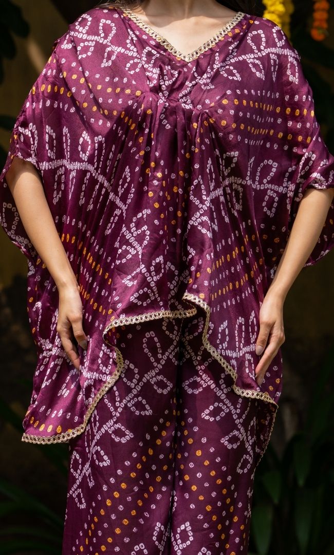 Garnet Rush Bandhej Co ord Set