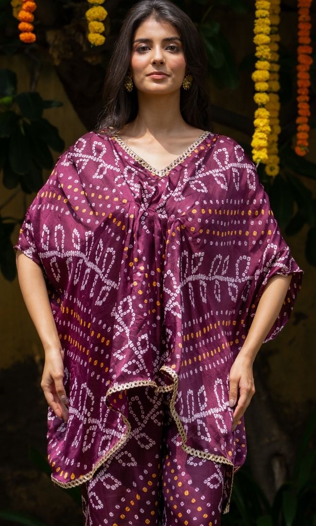 Garnet Rush Bandhej Co ord Set