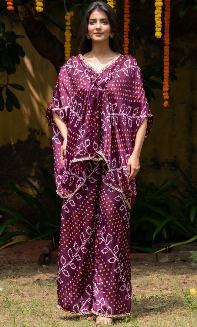 Garnet Rush Bandhej Co ord Set