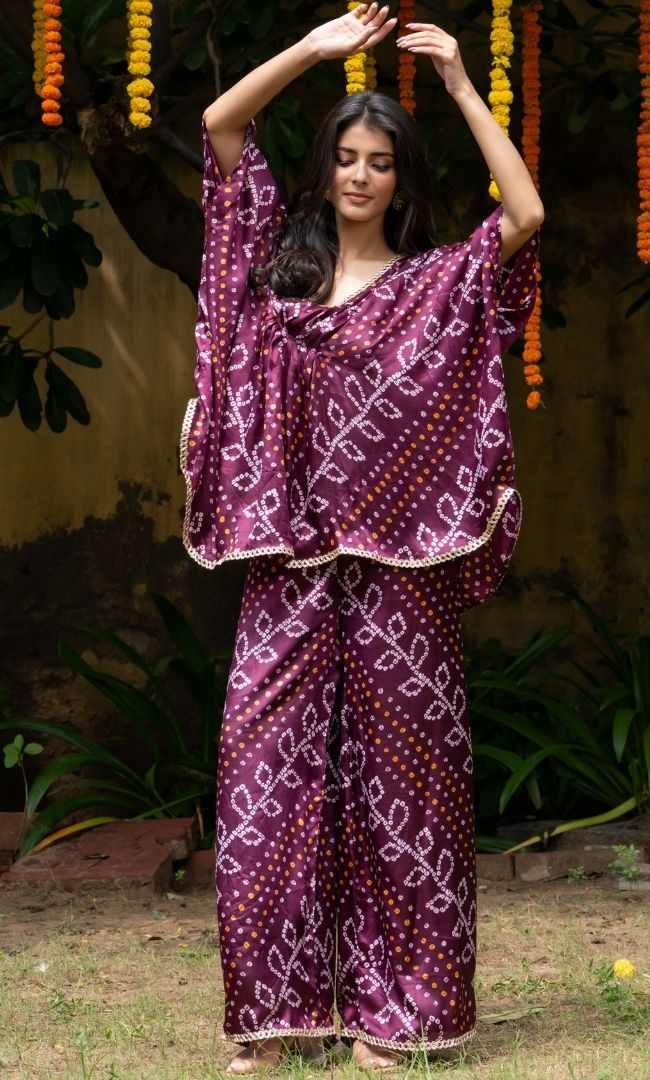 Garnet Rush Bandhej Co ord Set