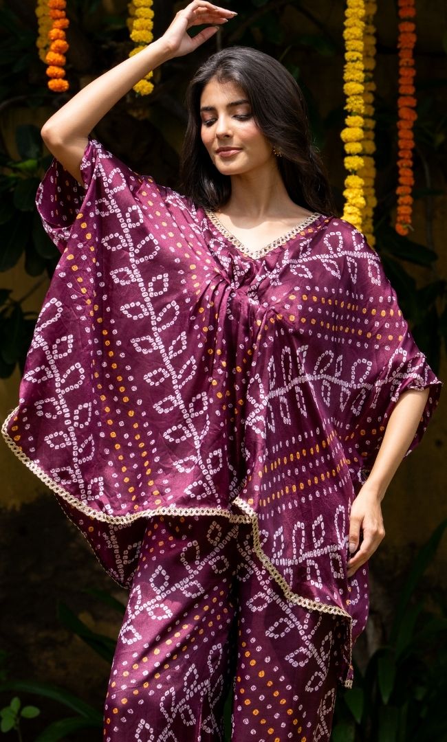 Garnet Rush Bandhej Co ord Set