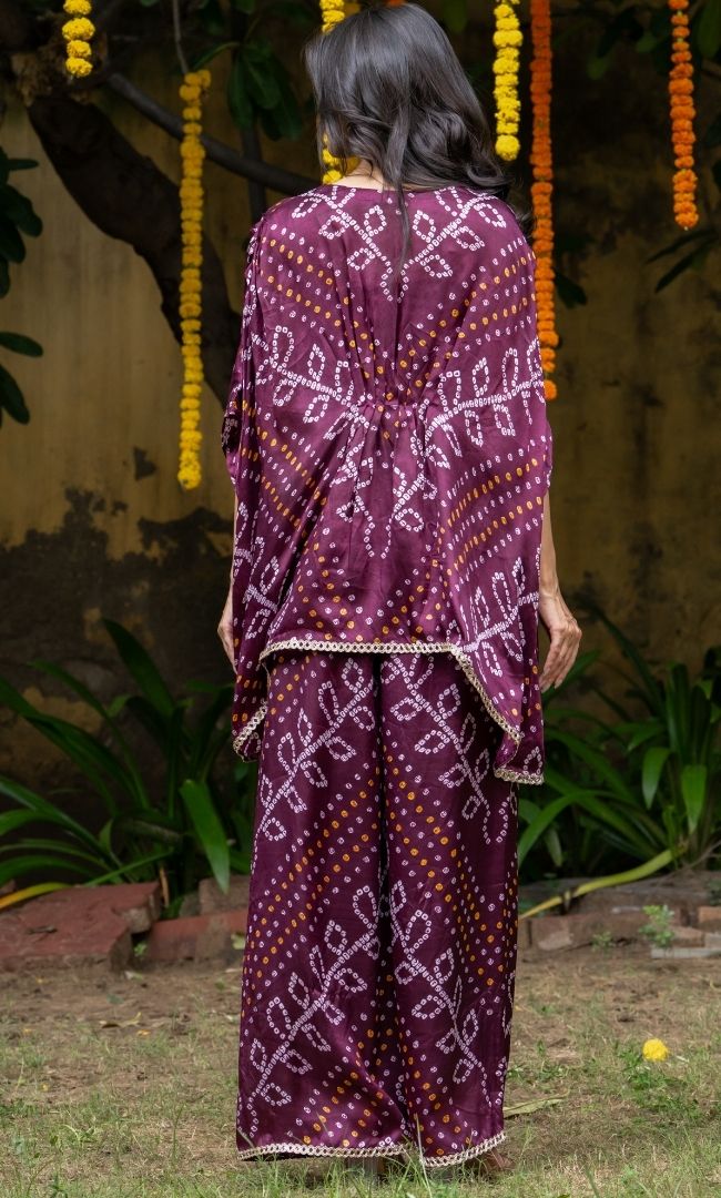 Garnet Rush Bandhej Co ord Set