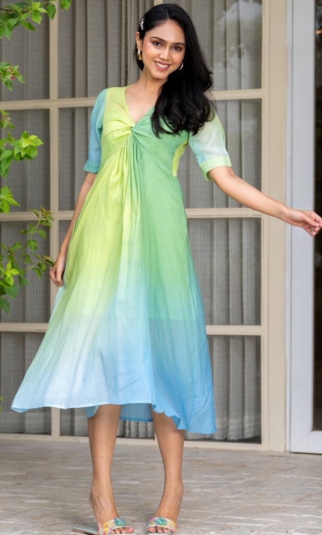 Crushed Ombre Green Dress XXL Crushed Ombre Green Dress XXL