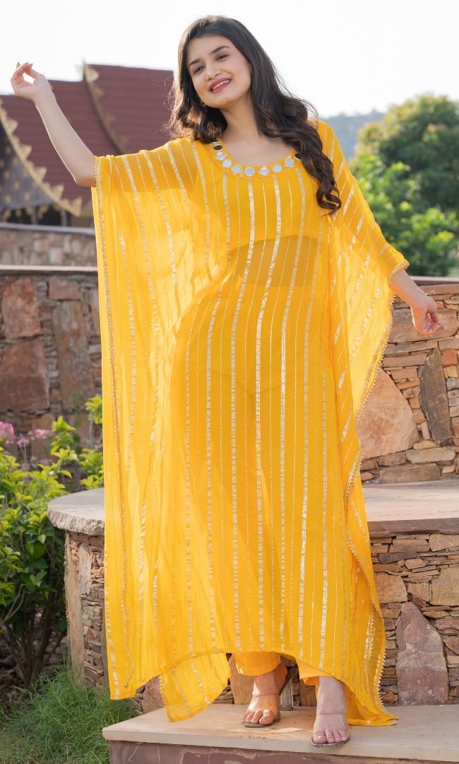 SUNNY YELLOW HANDWORK KAFTAN M