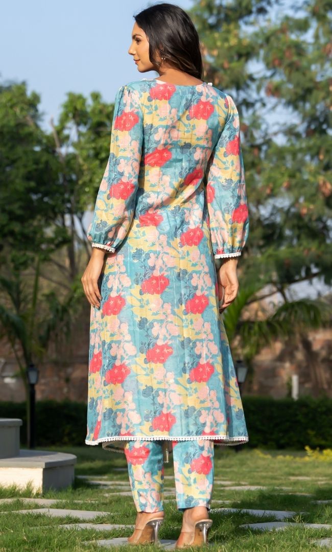 Multi Color Floral Kurta Set