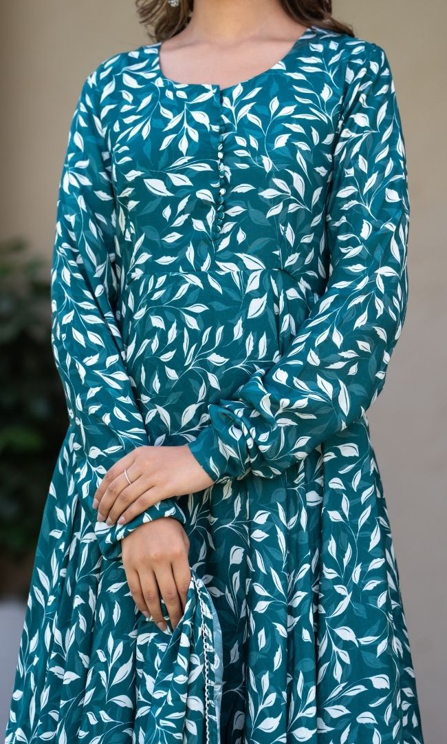Osis Green Leaf Anarkali Set