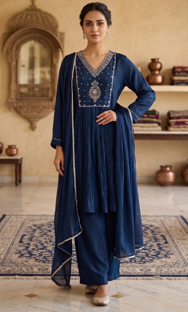 Roshika Blue Anarkali Set