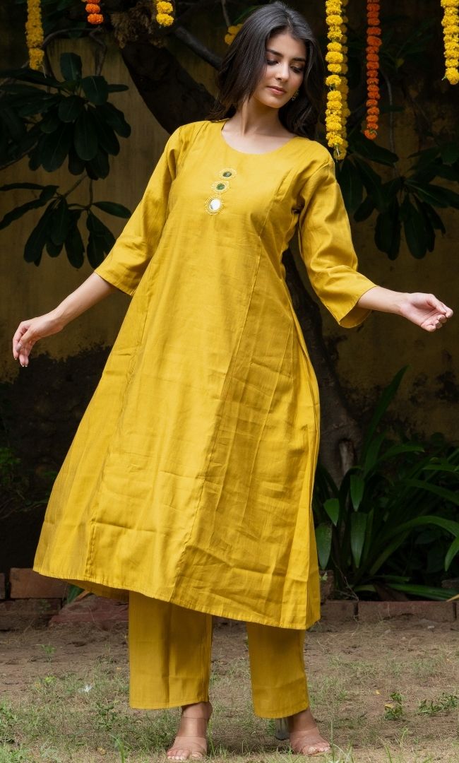 Mirge Mustard Kurta Set