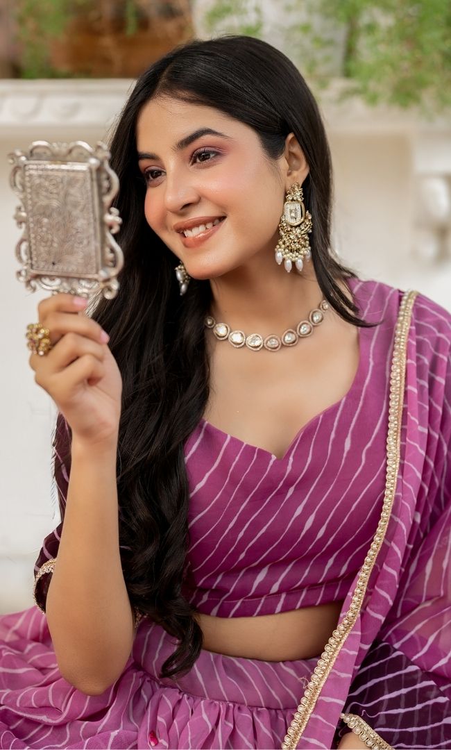 Plum Royale Leheriya Lehenga Set