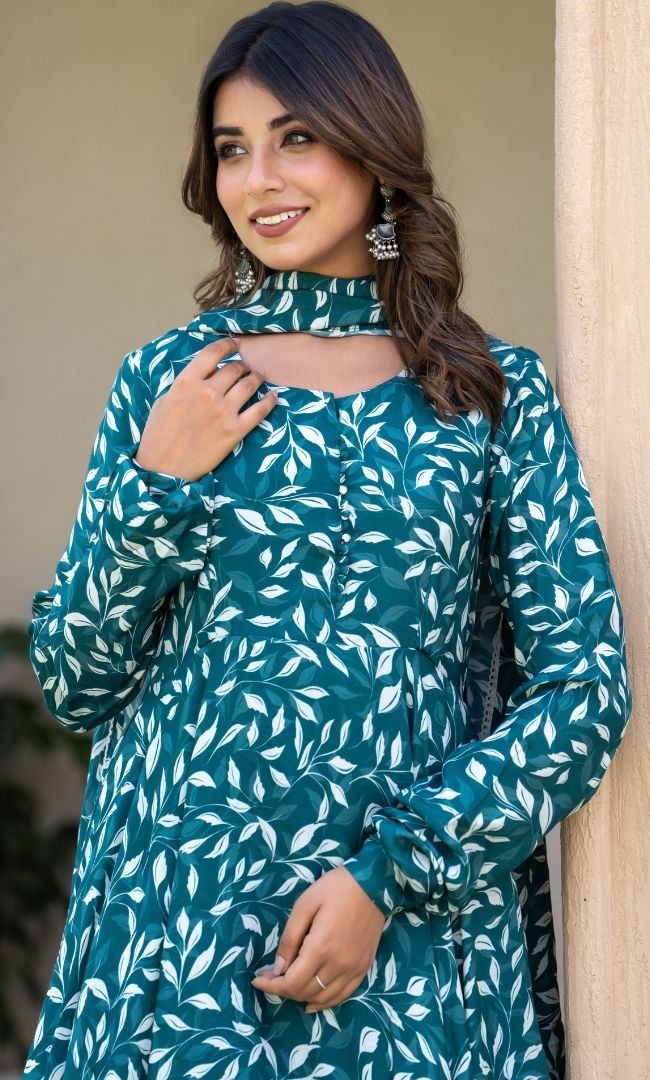 Osis Green Leaf Anarkali Set