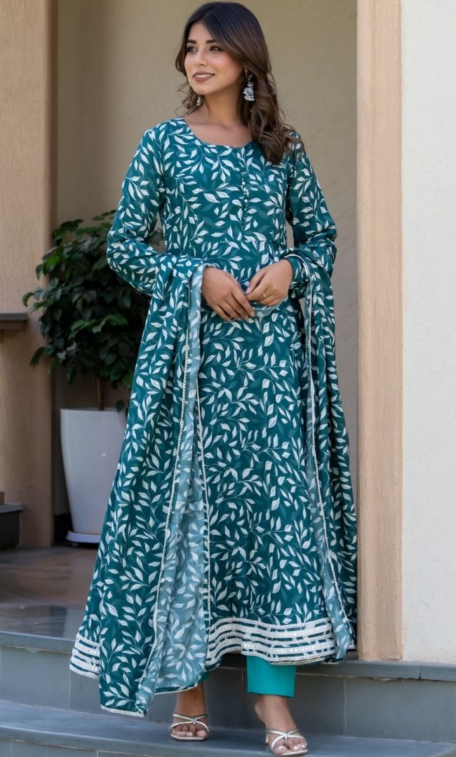 Osis Green Leaf Anarkali Set