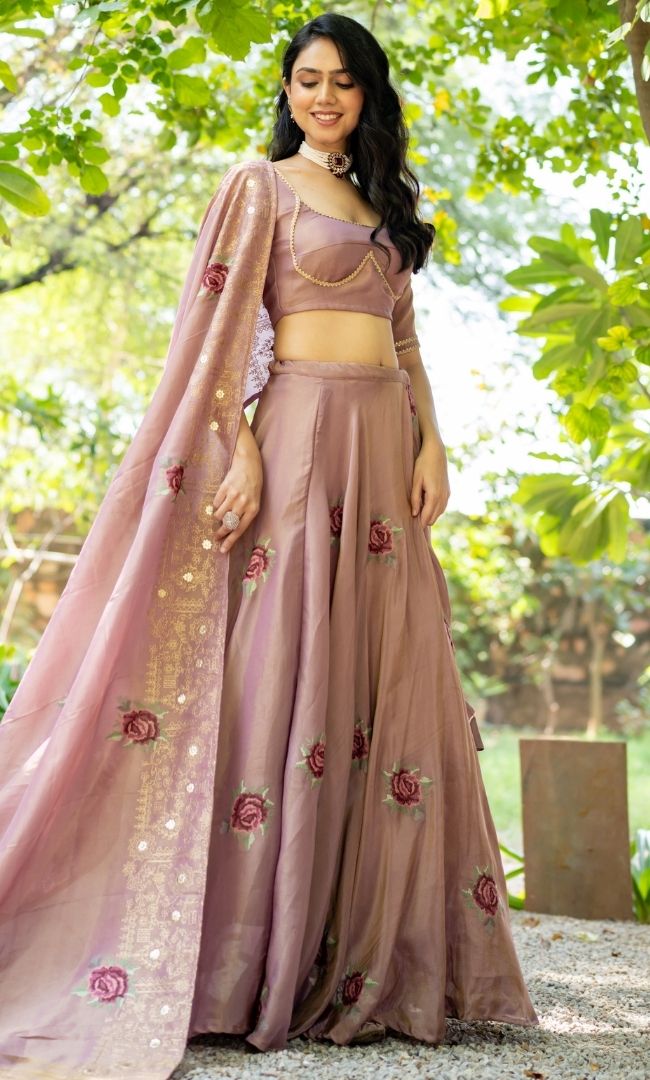 Rose Mist Tissue Lehenga Set
