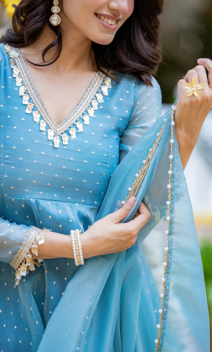 Ishani Blue Sharara Set