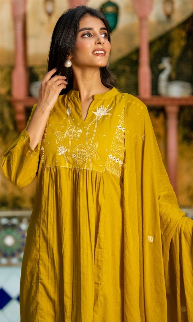 Kanak Mustard Suit Set