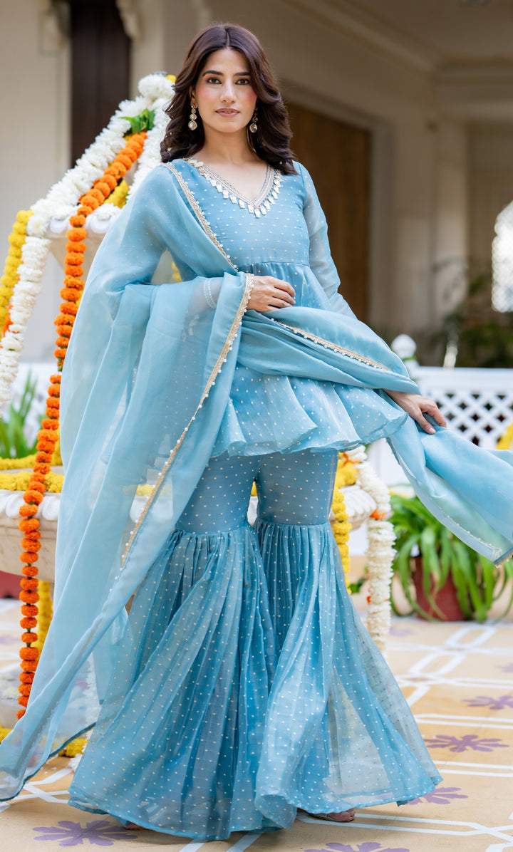 Ishani Blue Sharara Set