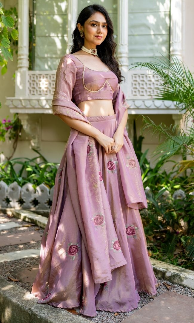 Rose Mist Tissue Lehenga Set
