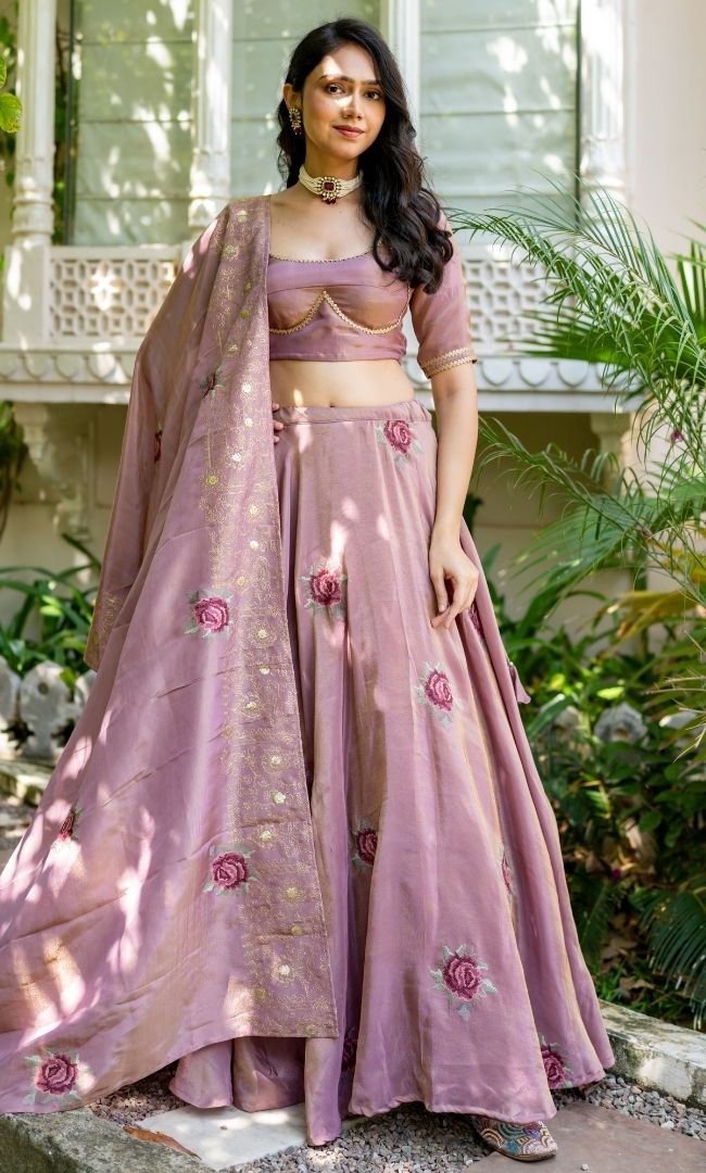 Rose Mist Tissue Lehenga Set