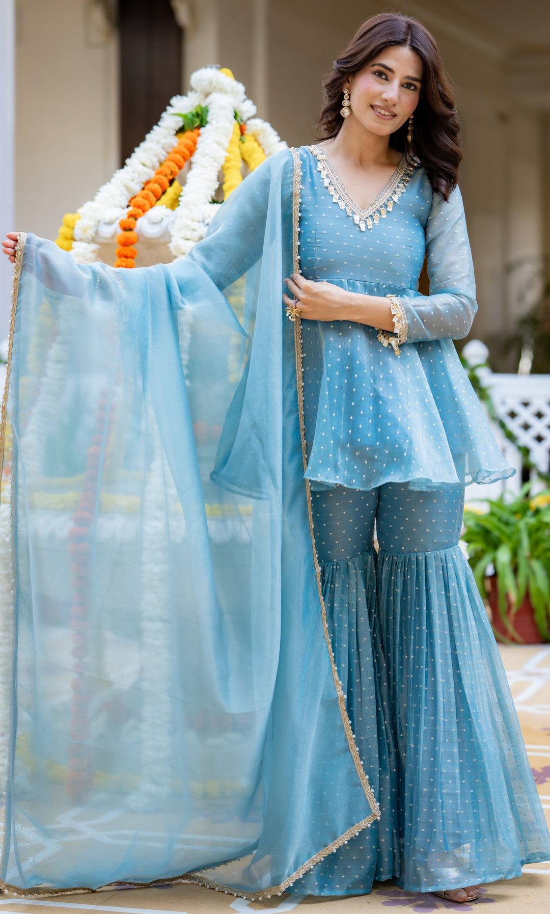 Ishani Blue Sharara Set