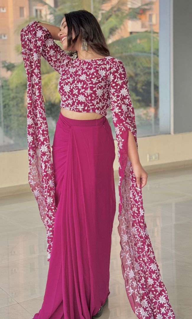 Divine Burgundy Ethnic Skirt Set