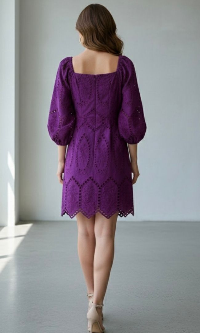 Bellflower Purple Schiffli Dress