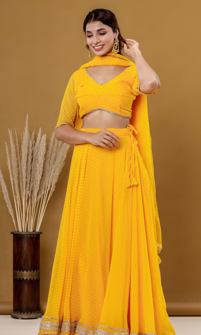 Haldi Yellow Bandhani Lehenga Set