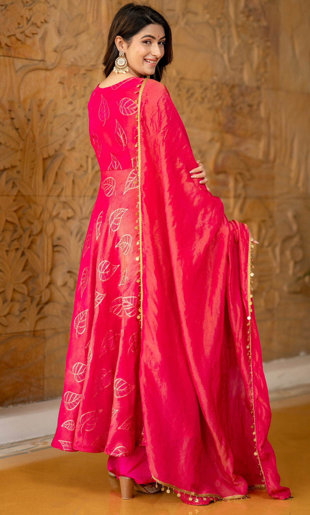 Hayat Rani Pink Brocade Anarkali Set