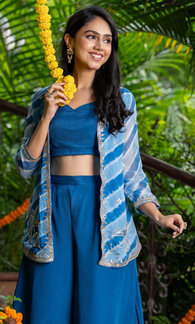 Blue Luxe Leheriya Set