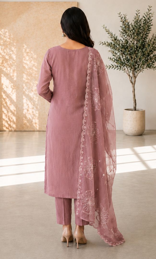 Turkish Rose Chanderi Suit Set