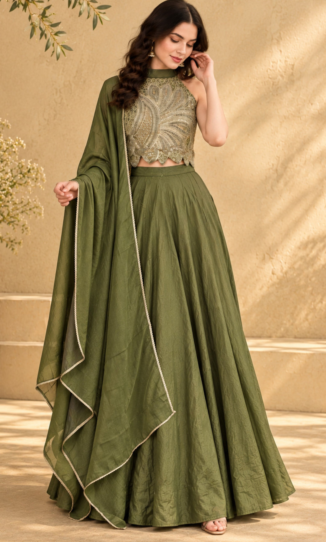 Aaira Green Tissue Lehenga