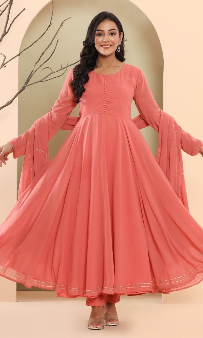 Coral Anarkali Set