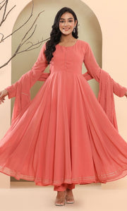 Coral Anarkali Set