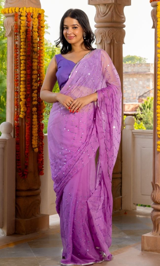Purple Color saree contrast blouse Combination for Diwali Pongal festival  Collections on Amazon 2021 | Satin saree, Contrast blouse, Sarees for girls