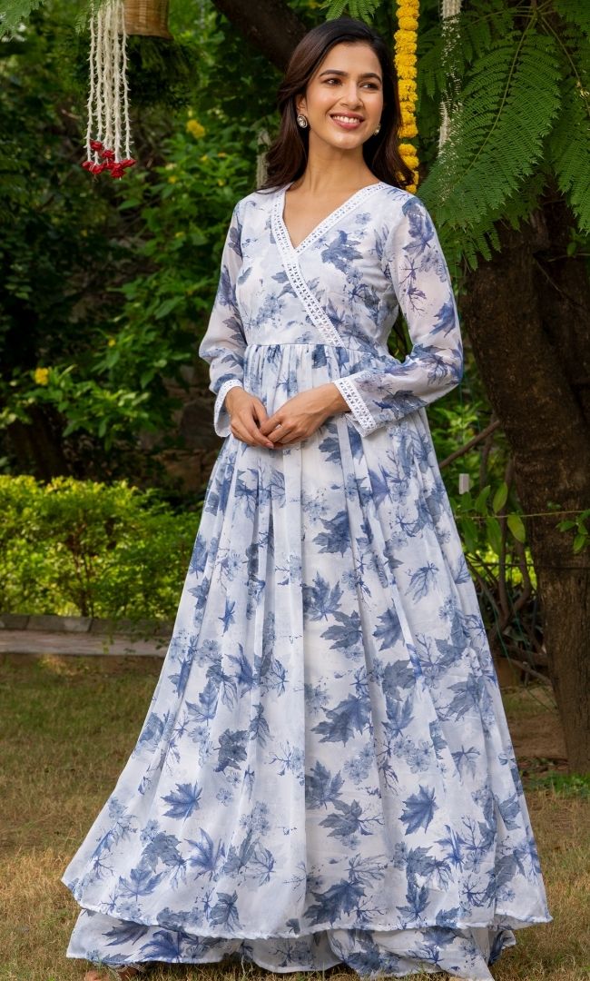 Frosty Blue Floral Suit Set