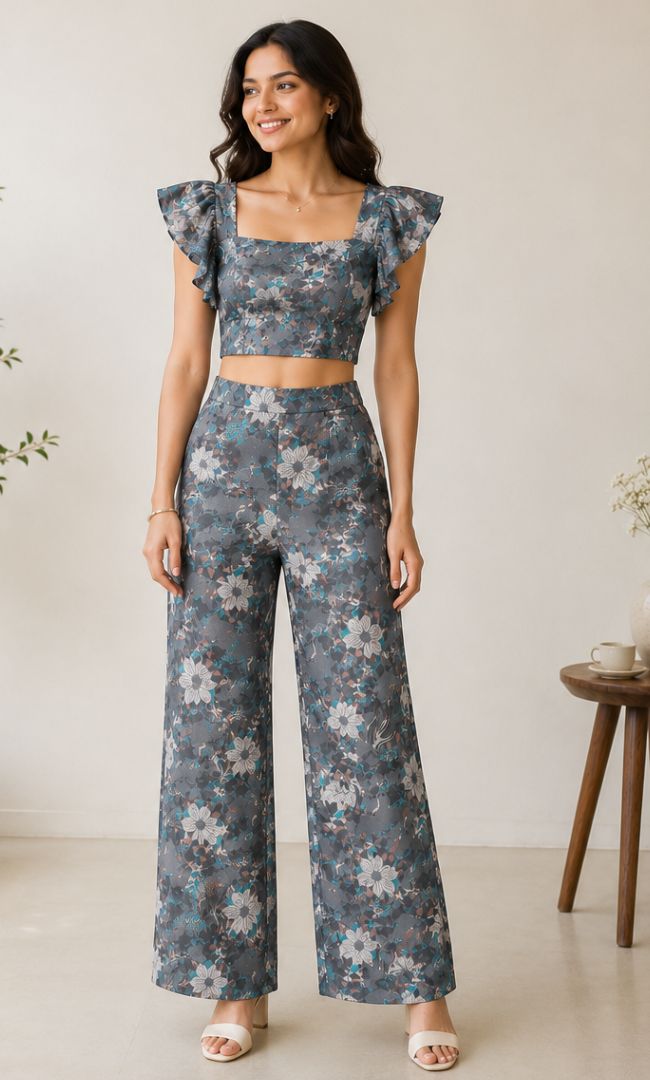 Grey Printed Co-ord Set