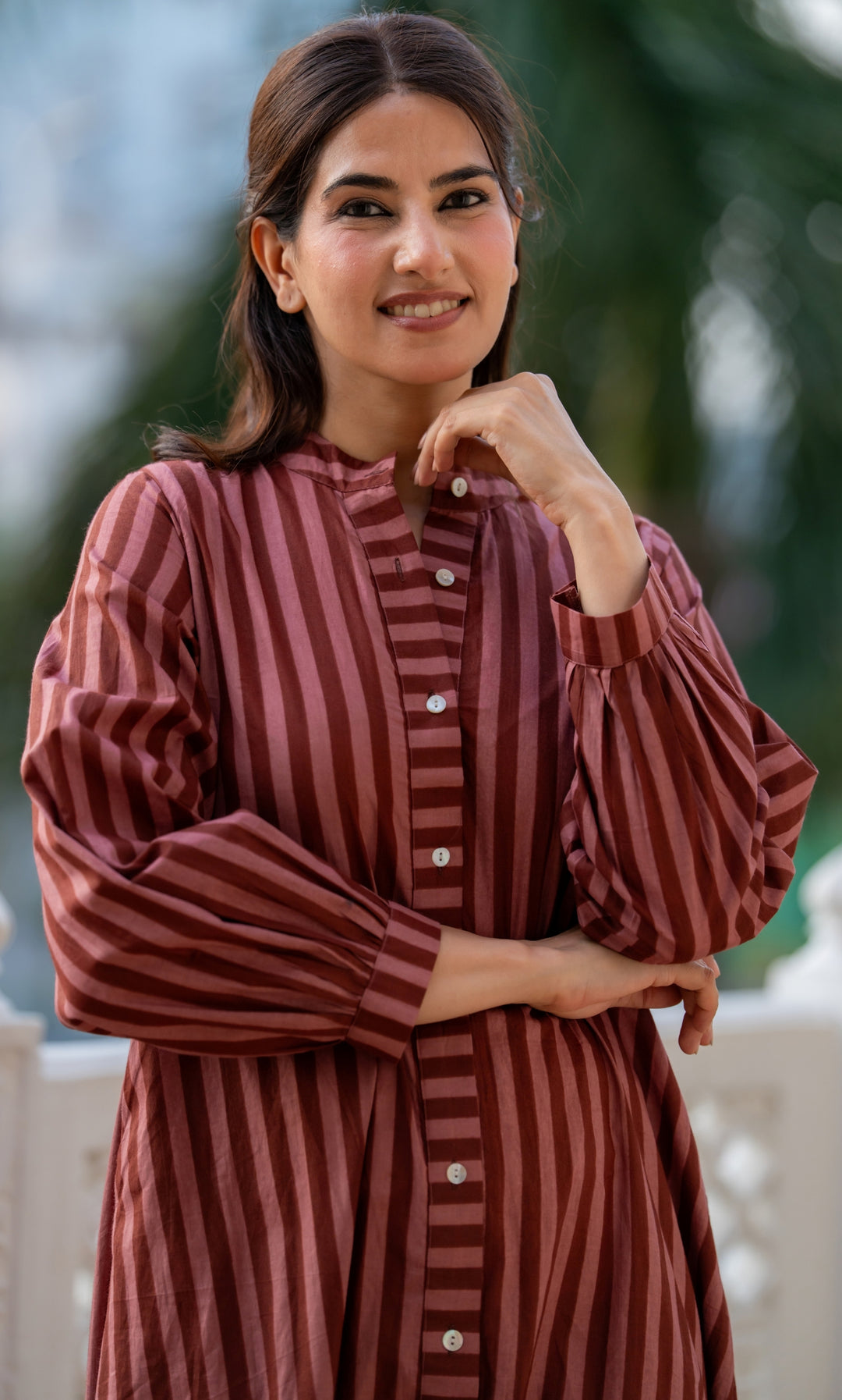 Brown Toffee Striped Dress