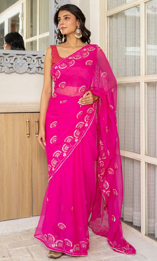 Gulab Glitz Saree