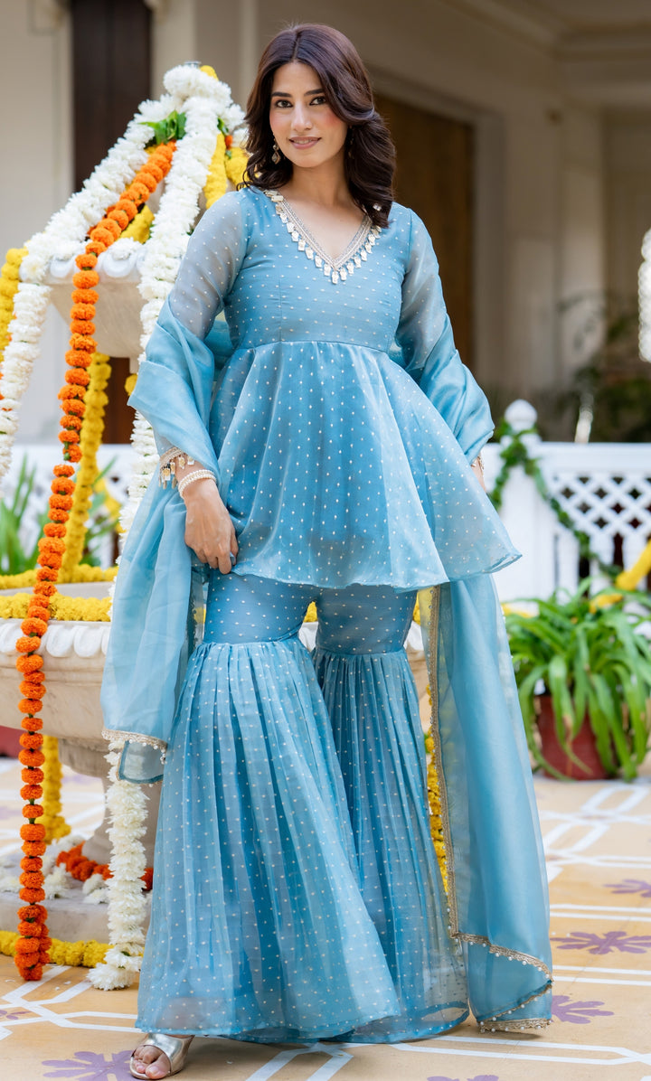 Ishani Blue Sharara Set