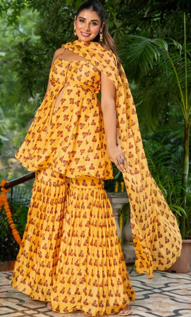 Sakhi Yellow Sharara Set