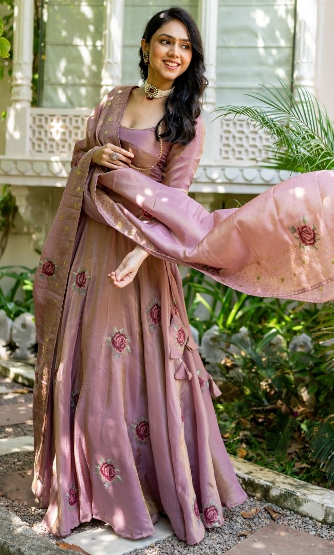 Rose Mist Tissue Lehenga Set