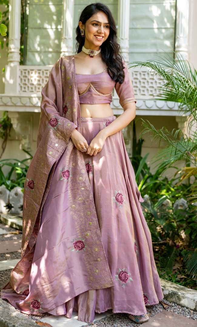 Rose Mist Tissue Lehenga Set