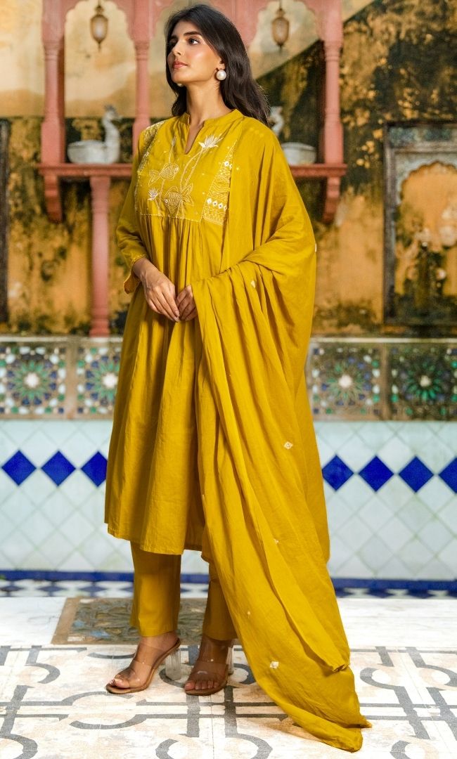 Kanak Mustard Suit Set