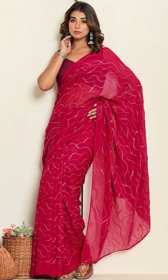 Meheu Magenta Wine Saree