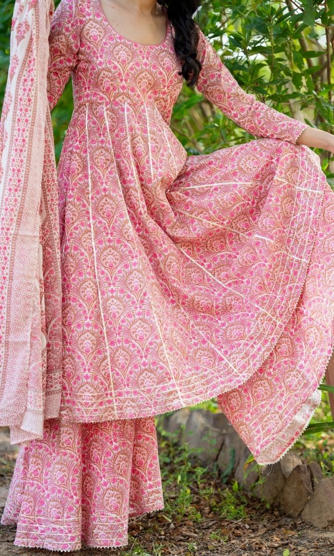 Utsav Rose Anarkali With Palazzo Set