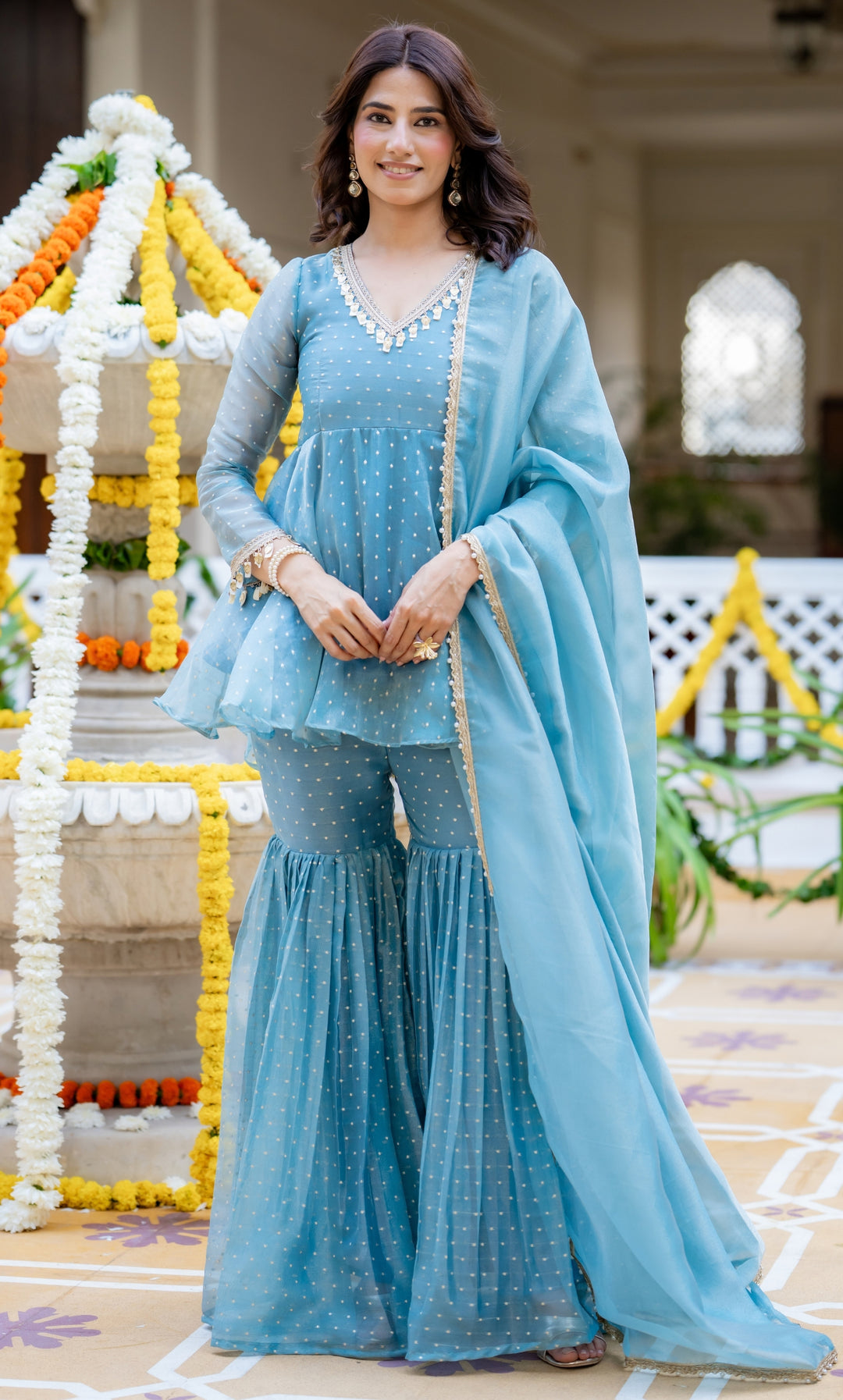 Ishani Blue Sharara Set