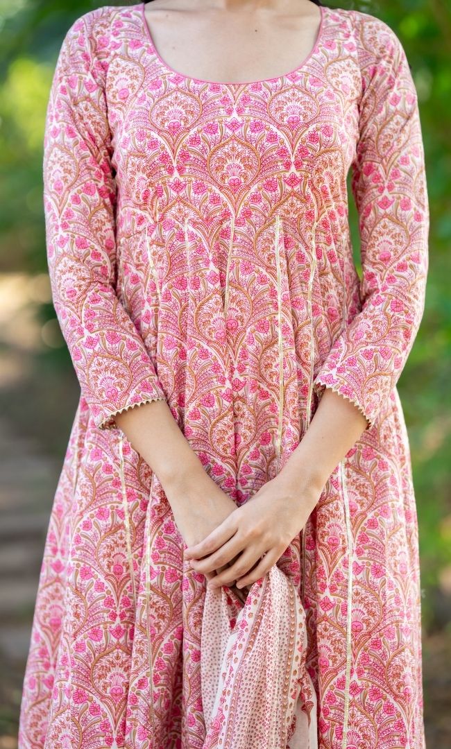 Utsav Rose Anarkali With Palazzo Set