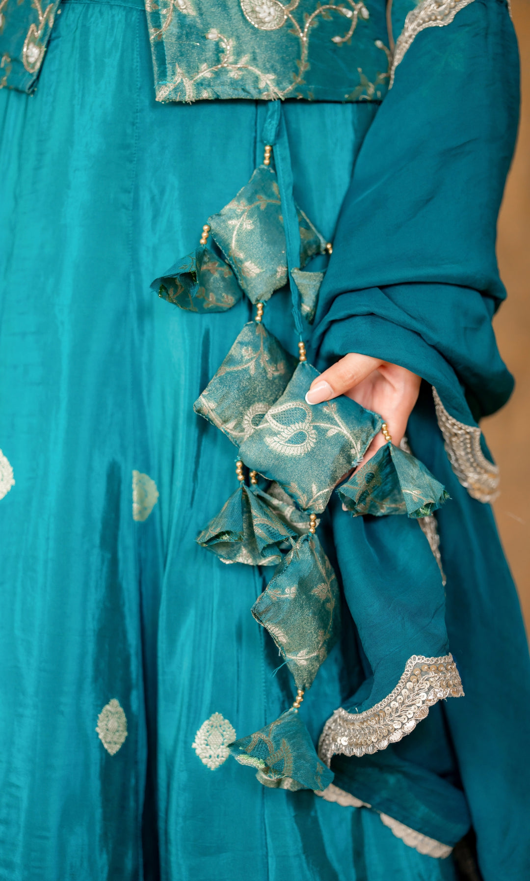 Morika Neel Brocade Lehenga Set