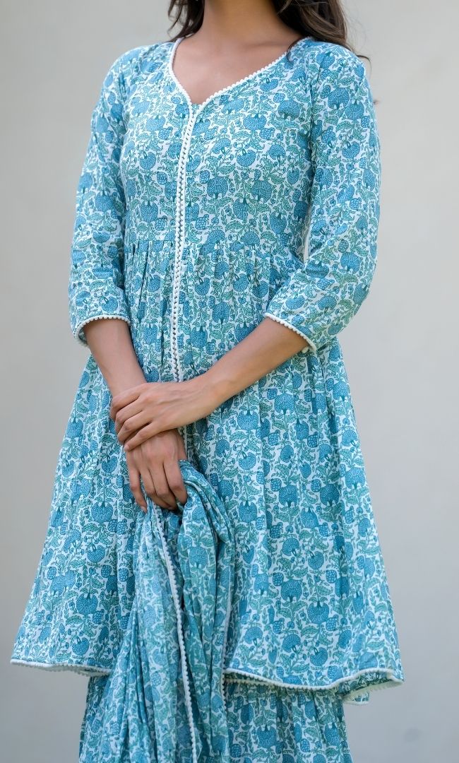 Sea Green Cotton Sharara Set